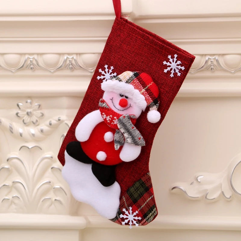 Meia de Natal de Linho Kasamô - Tamanho Grande para Decoração