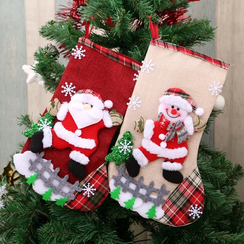 Meia de Natal de Linho Kasamô - Tamanho Grande para Decoração