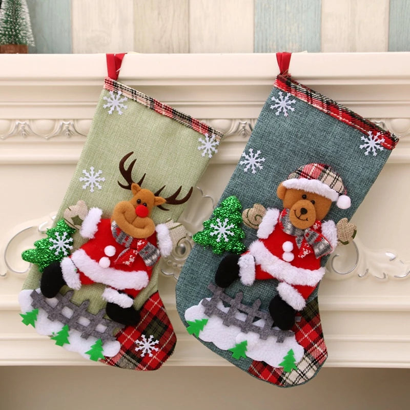 Meia de Natal de Linho Kasamô - Tamanho Grande para Decoração