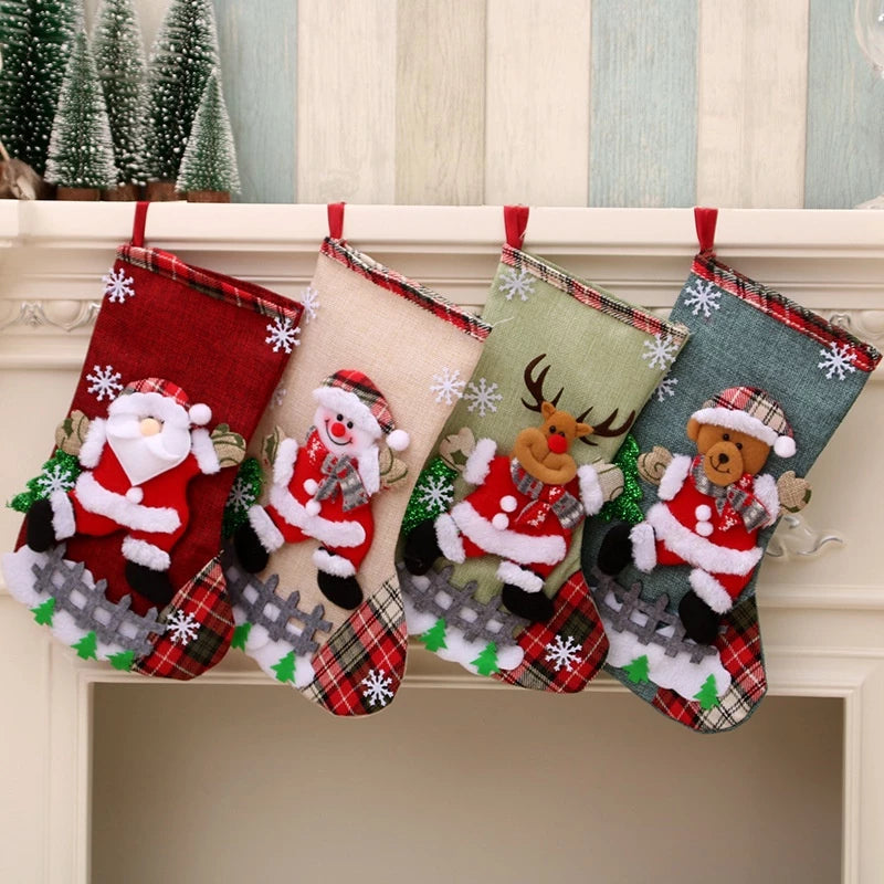 Meia de Natal de Linho Kasamô - Tamanho Grande para Decoração