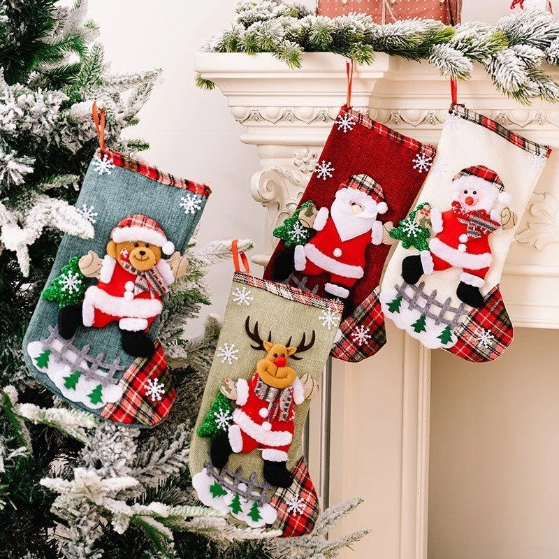 Meia de Natal de Linho Kasamô - Tamanho Grande para Decoração