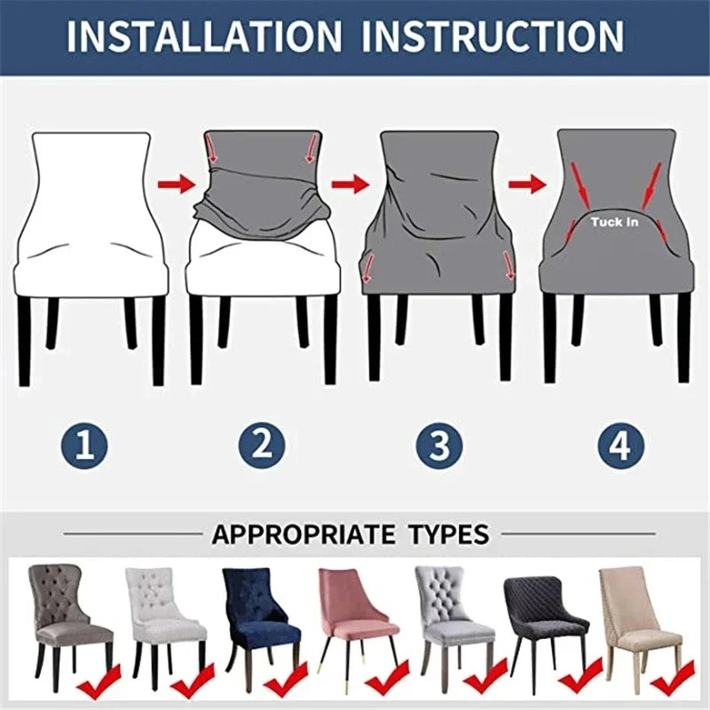 Capa de Cadeira de Jantar Estofada em Veludo - até 58cm