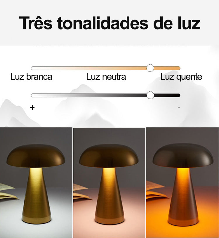 Luminária Cogumelo LED Recarregável