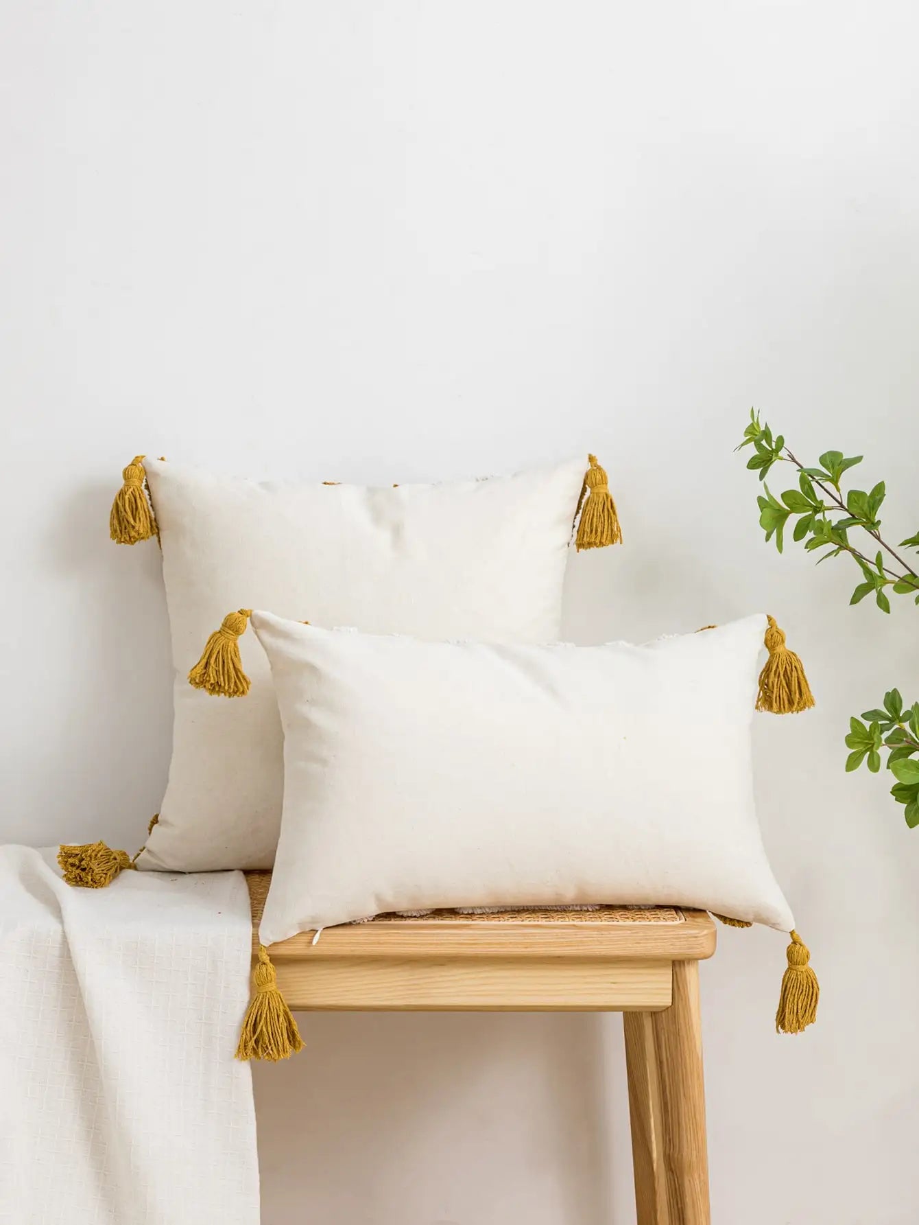 Capa de almofada serie Diamante Amarelo em Algodão boêmio Bordado