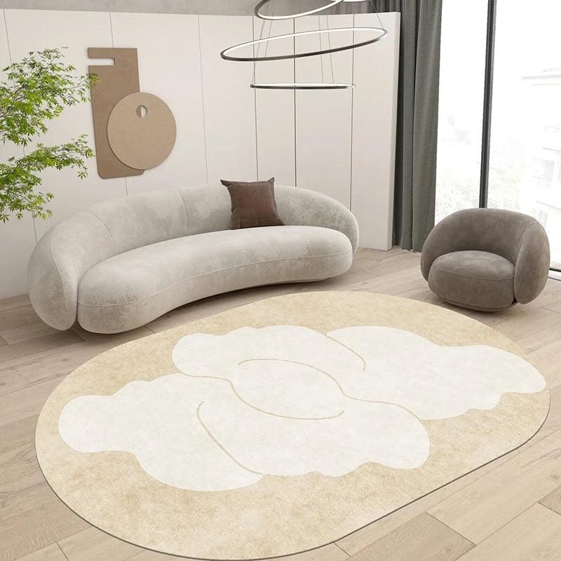 Tapete Irregular para Sala e Quarto Plush Macio Oval Kasamô