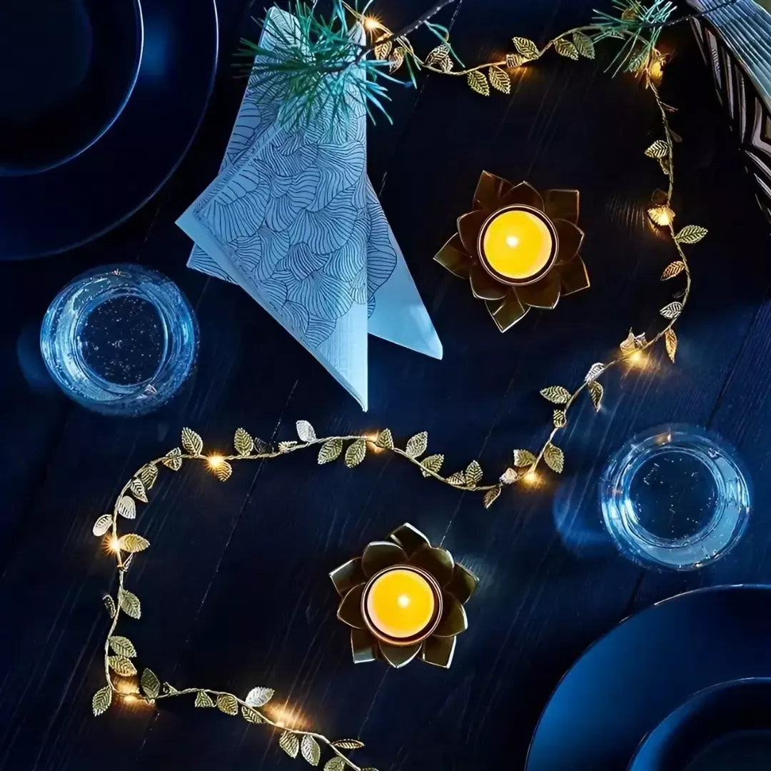 Trepadeira Artificial Folhas de Ouro com Luz de Led Kasadecor-Kasamô