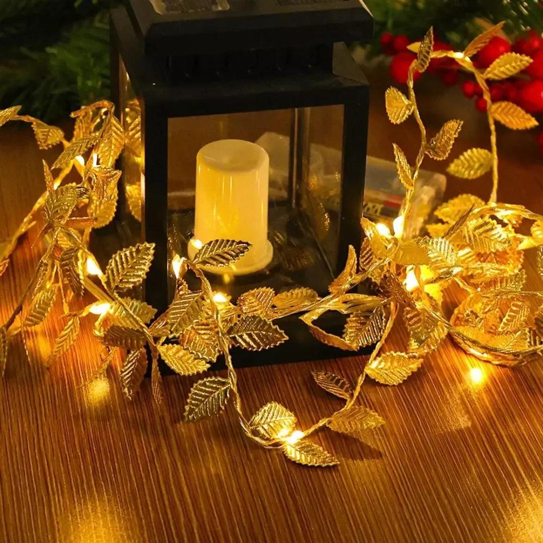 Trepadeira Artificial Folhas de Ouro com Luz de Led Kasadecor-Kasamô