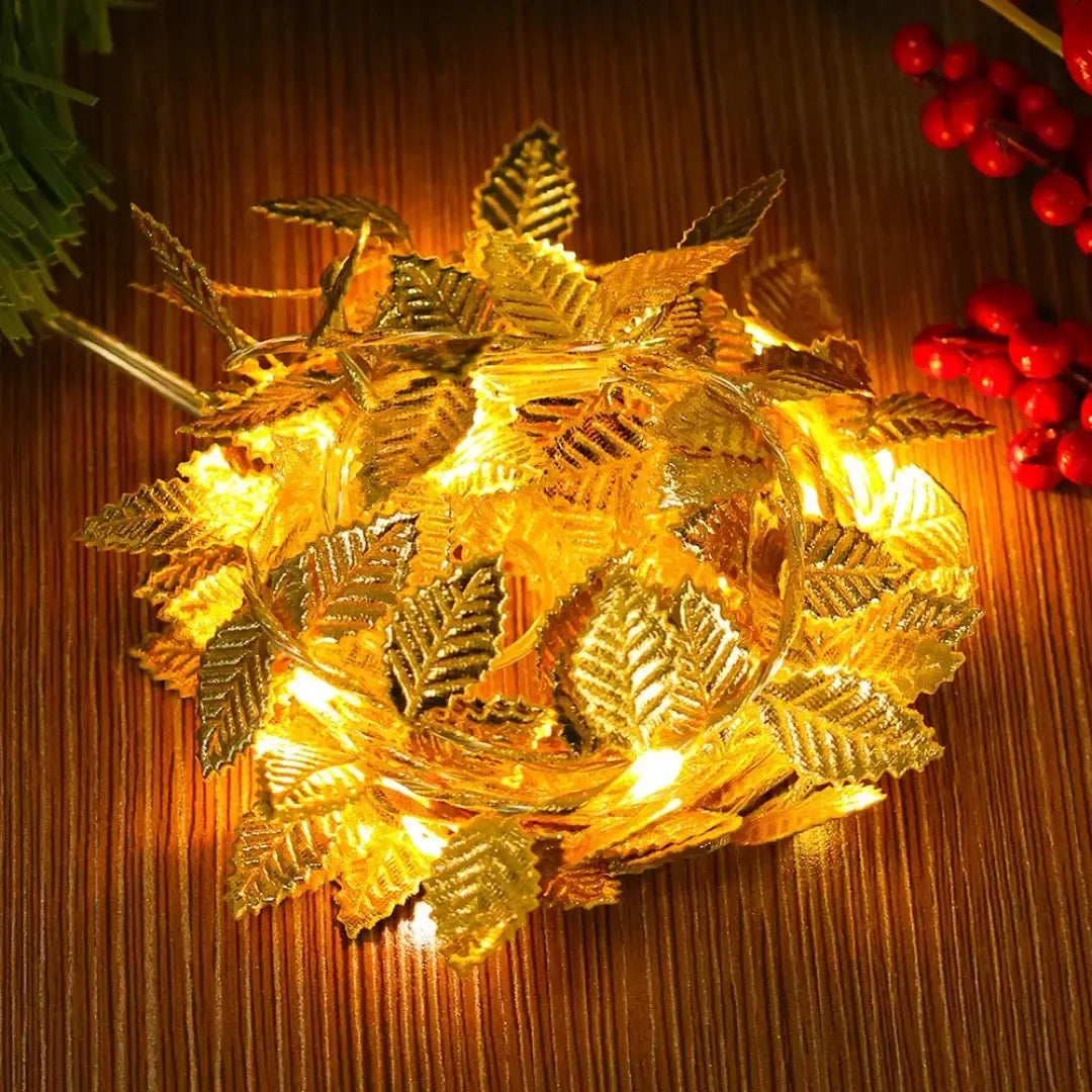Trepadeira Artificial Folhas de Ouro com Luz de Led Kasadecor-Kasamô
