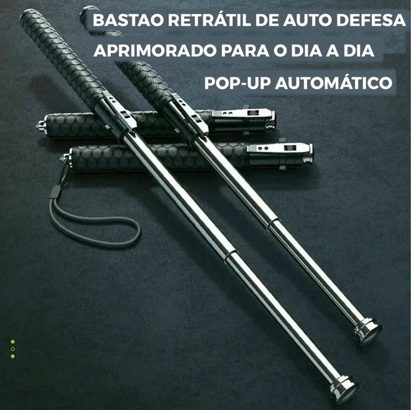 Bastão Tático de Auto Defesa - Resistente e Extensível + BRINDE