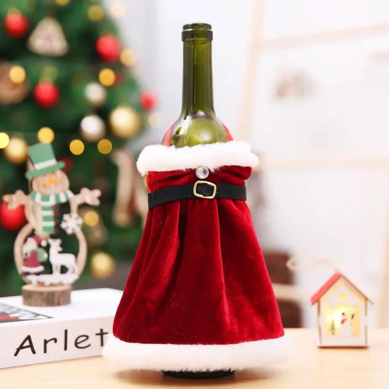 Capa para Garrafa de Vinho Natalina em Veludo para Decoração Kasamô