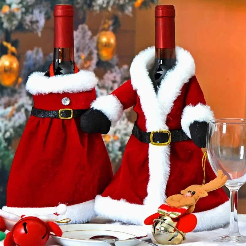 Capa para Garrafa de Vinho Natalina em Veludo para Decoração Kasamô