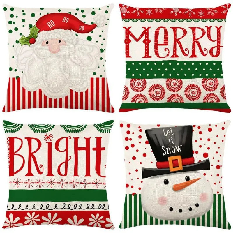 Conjunto 4 Capas Almofada Poliéster para Decoração Natalina Festiva Kasamô