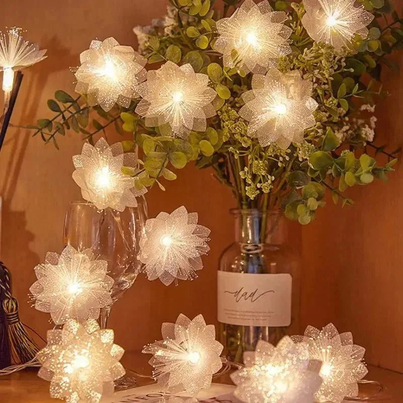 Cordão de Luz Led Decorativo com Flores para Natal Kasamô