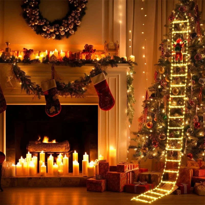 Decoração Natalina Papai Noel com Escada Iluminada de 3m Kasamô