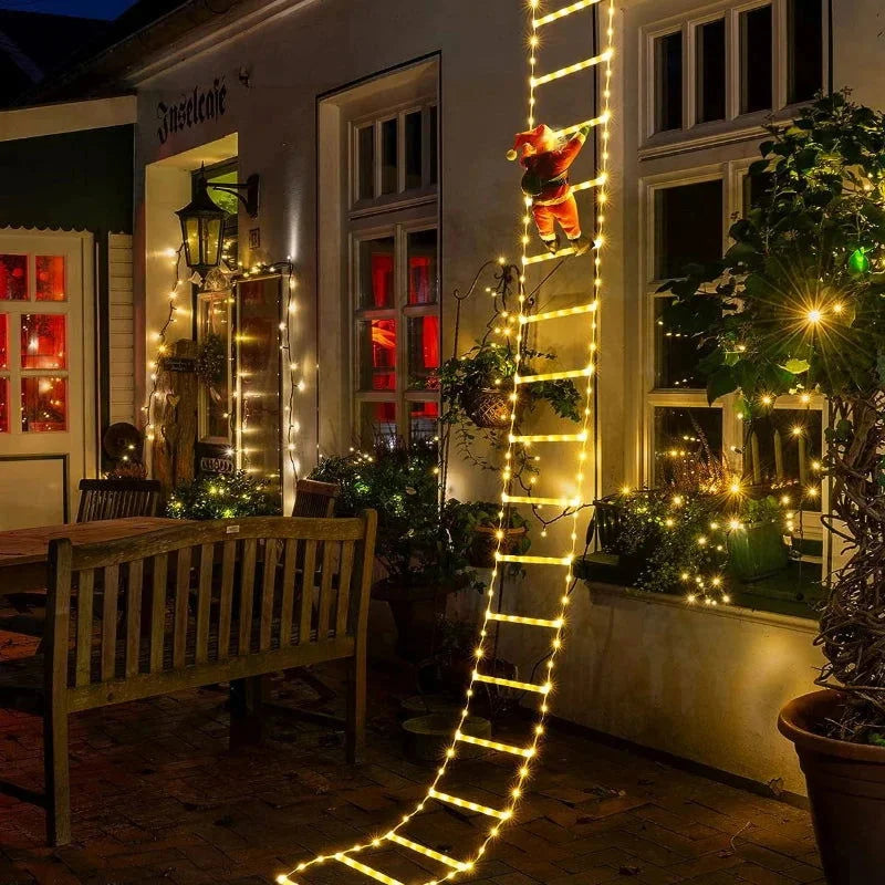 Decoração Natalina Papai Noel com Escada Iluminada de 3m Kasamô