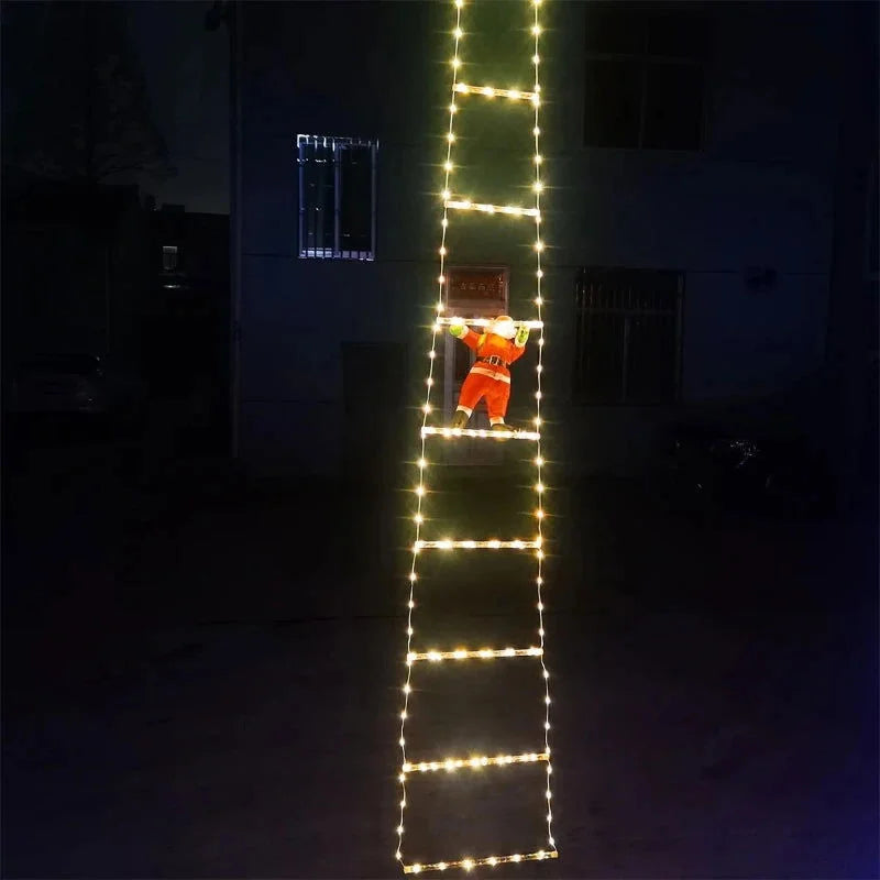 Decoração Natalina Papai Noel com Escada Iluminada de 3m Kasamô