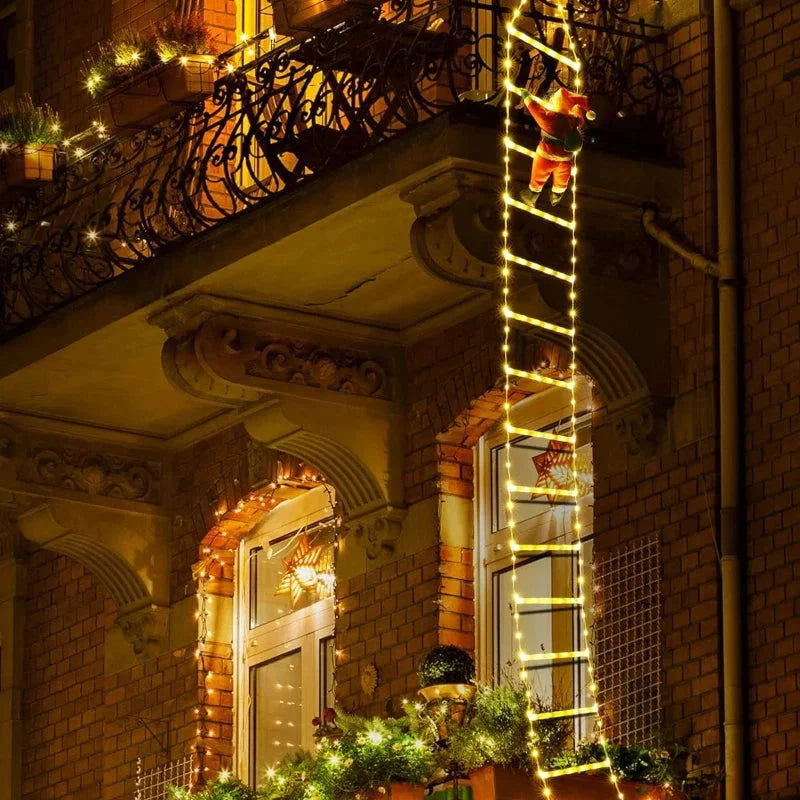Decoração Natalina Papai Noel com Escada Iluminada de 3m Kasamô