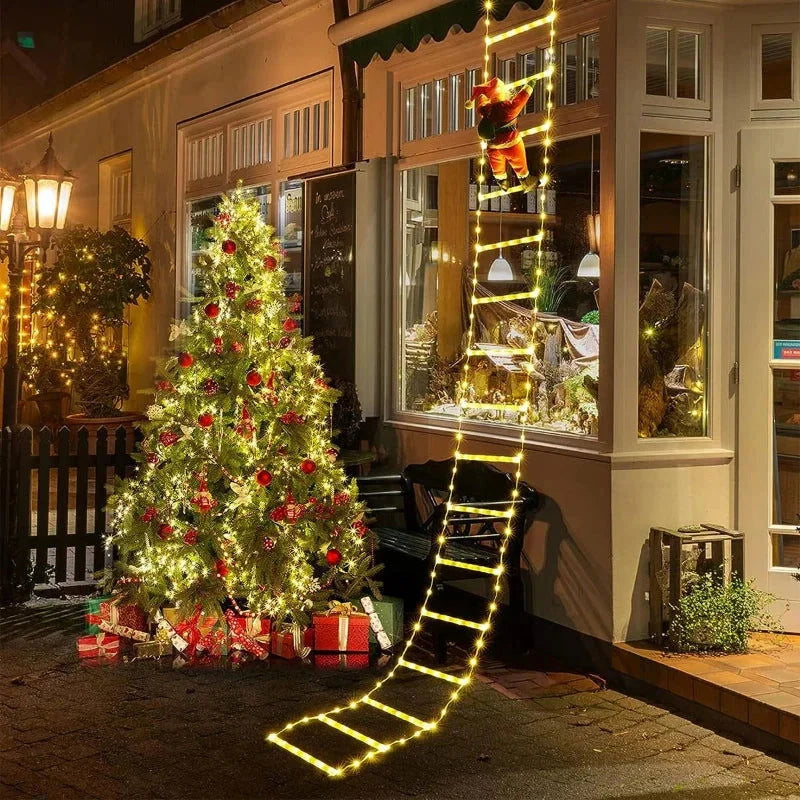 Decoração Natalina Papai Noel com Escada Iluminada de 3m Kasamô