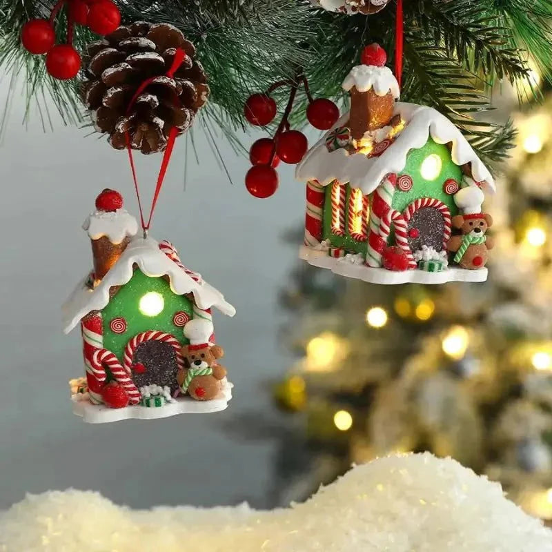 Enfeite de Natal Rústico Pingente de Casinhas para árvore Kasamô