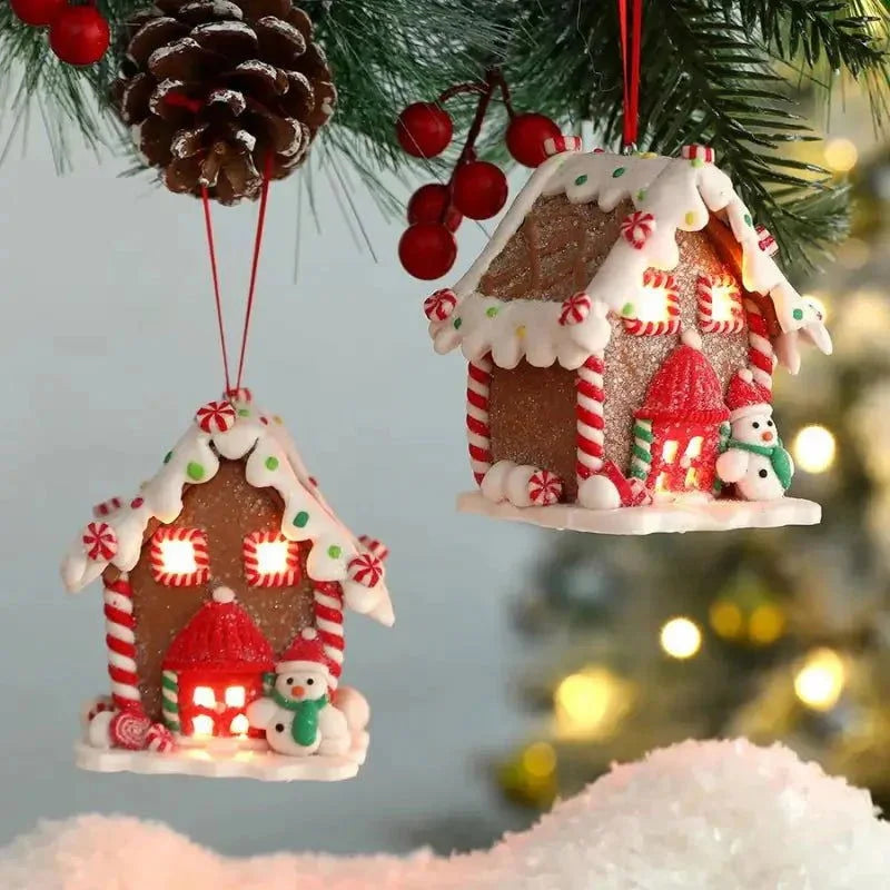 Enfeite de Natal Rústico Pingente de Casinhas para árvore Kasamô