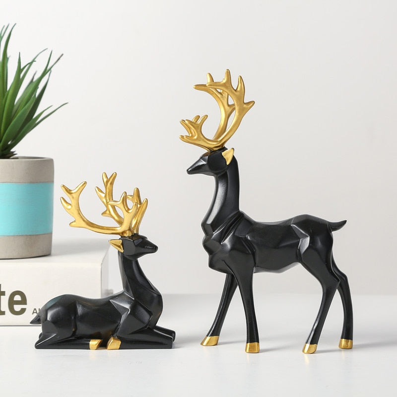 Estatueta Decorativa Escultura de Renas 2 peças Kasamô