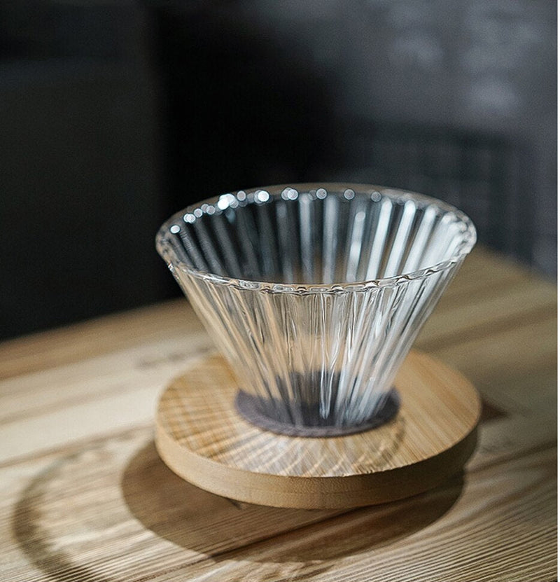 Suporte para Filtro de Café V60 em Vidro e Madeira Oliva - Coleção Rainbow