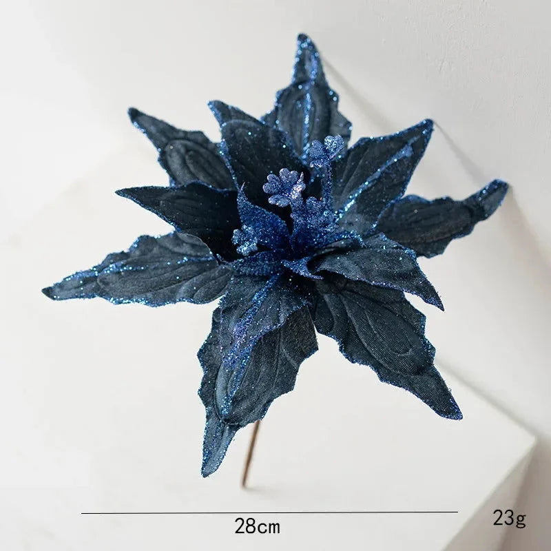 Flor Decorativa Natalina Flanela Dourada para Arranjos e árvore Kasamô