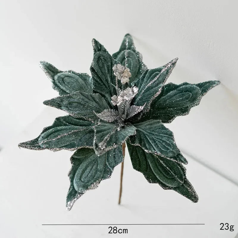 Flor Decorativa Natalina Flanela Dourada para Arranjos e árvore Kasamô