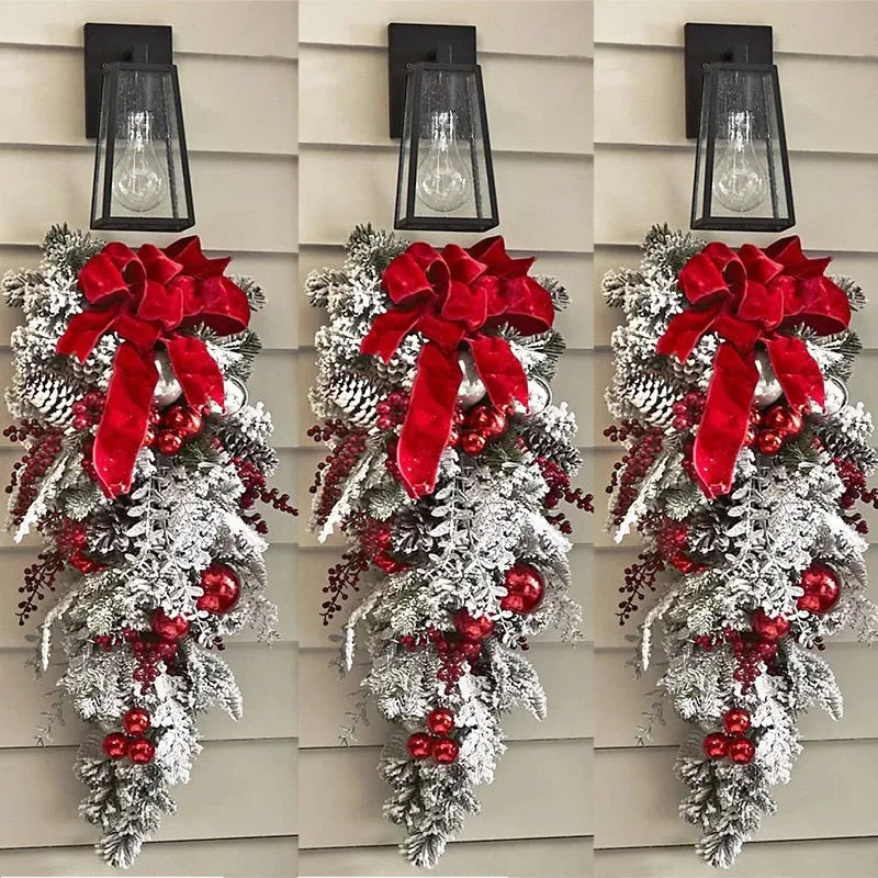 Guirlanda de Natal com Rattan Nevada para Porta Kasamô