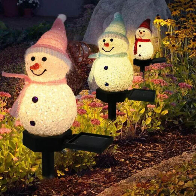 Luminária Solar Bonecos de Neve - Decoração Natalina