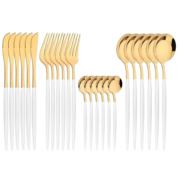 Jogo Talher Vermont Luxo Branco 24 peças - Kasamô