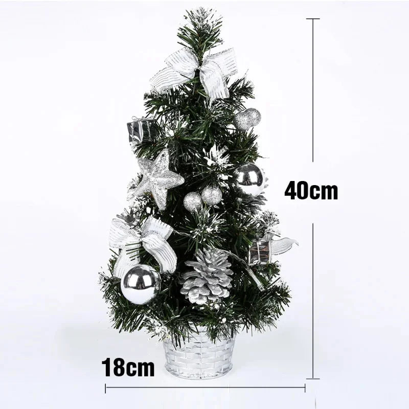 Mini árvore de Natal Led com Enfeites e Agulhas de Pinheiro Kasamô