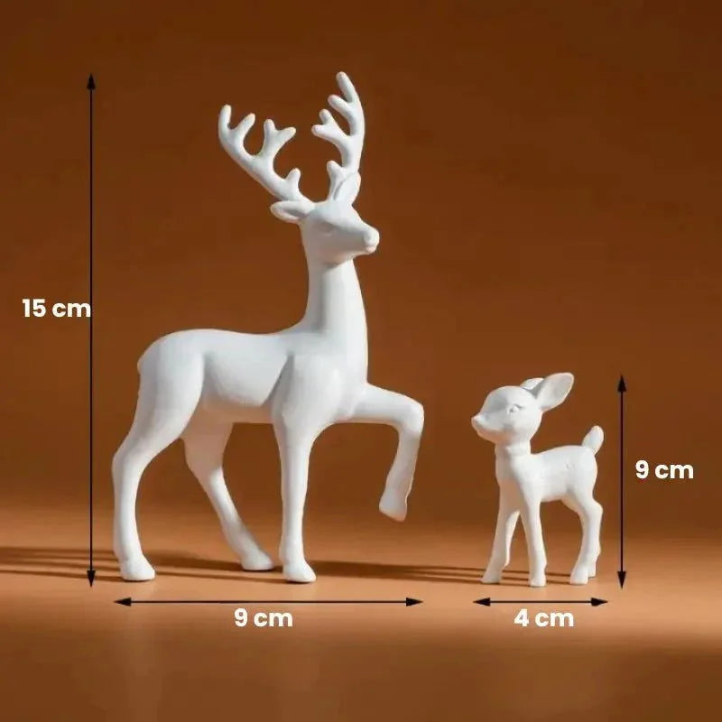 Par de Esculturas de Rena em Resina para Decoração de Natal Kasamô