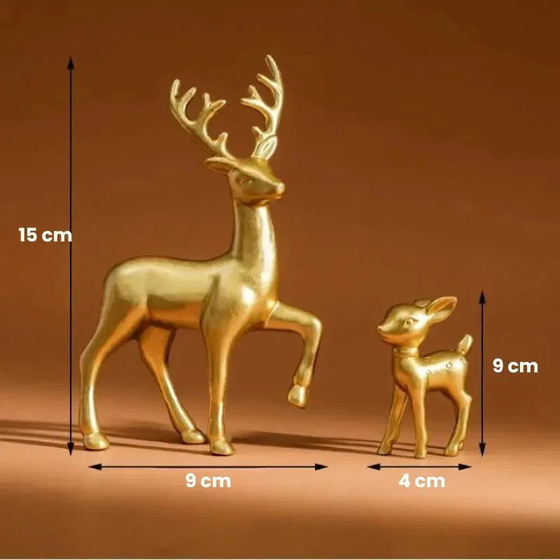Par de Esculturas de Rena em Resina para Decoração de Natal Kasamô