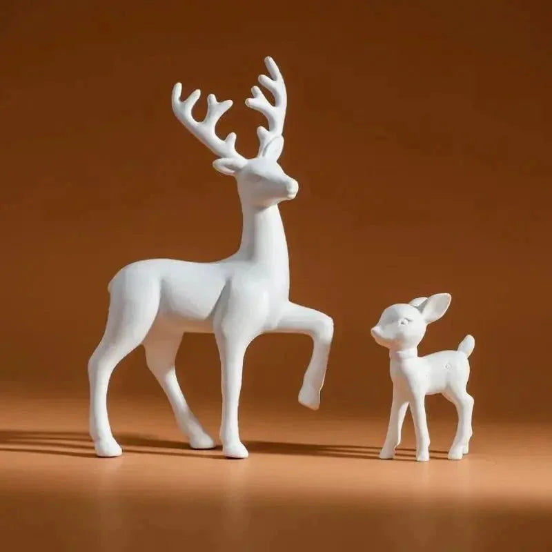 Par de Esculturas de Rena em Resina para Decoração de Natal Kasamô