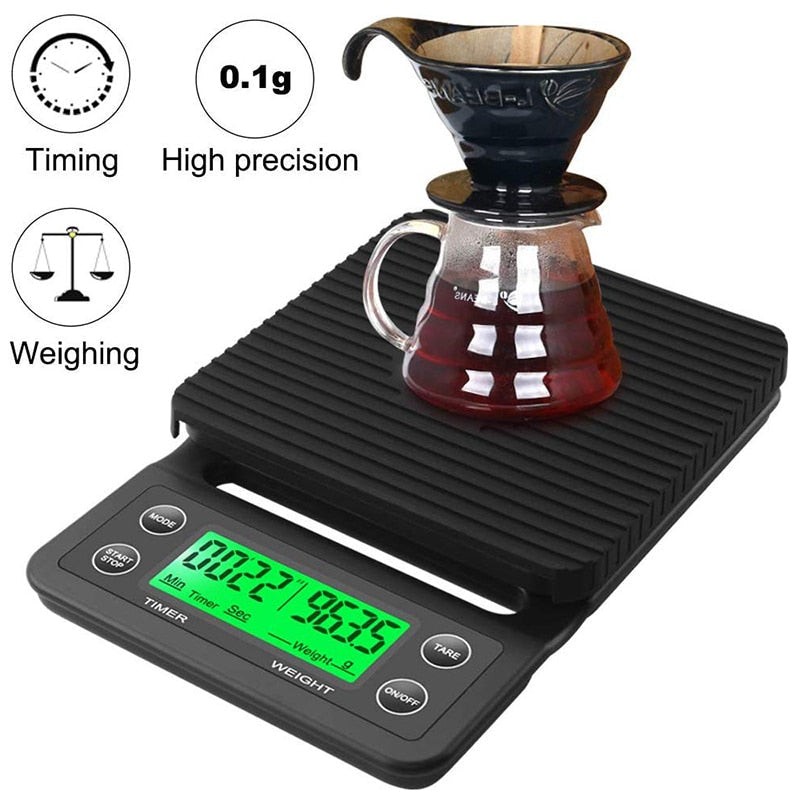 Balança de Precisão Café/Cozinha/Barista com Timer - 3 ou 5 Quilos