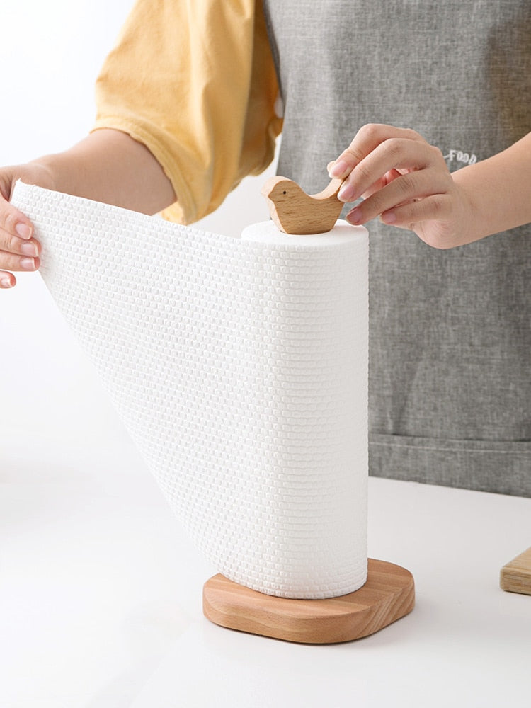 Suporte em Bambu de Pássaro para Papel Toalha ou Papel Higiênico