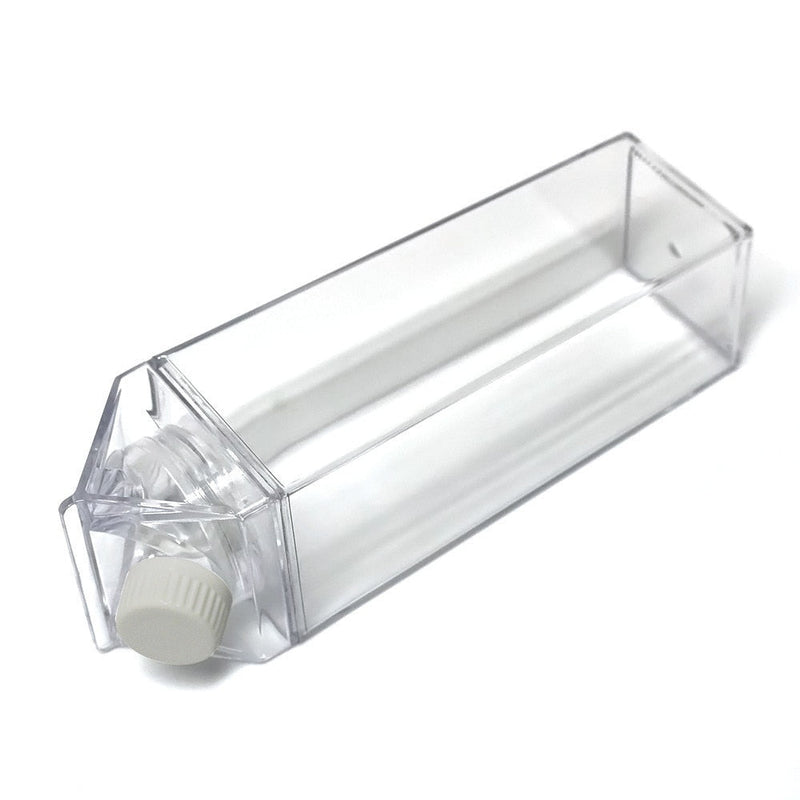 Garrafa Transparente com Design de Caixa de Leite - 500ml ou 1000ml