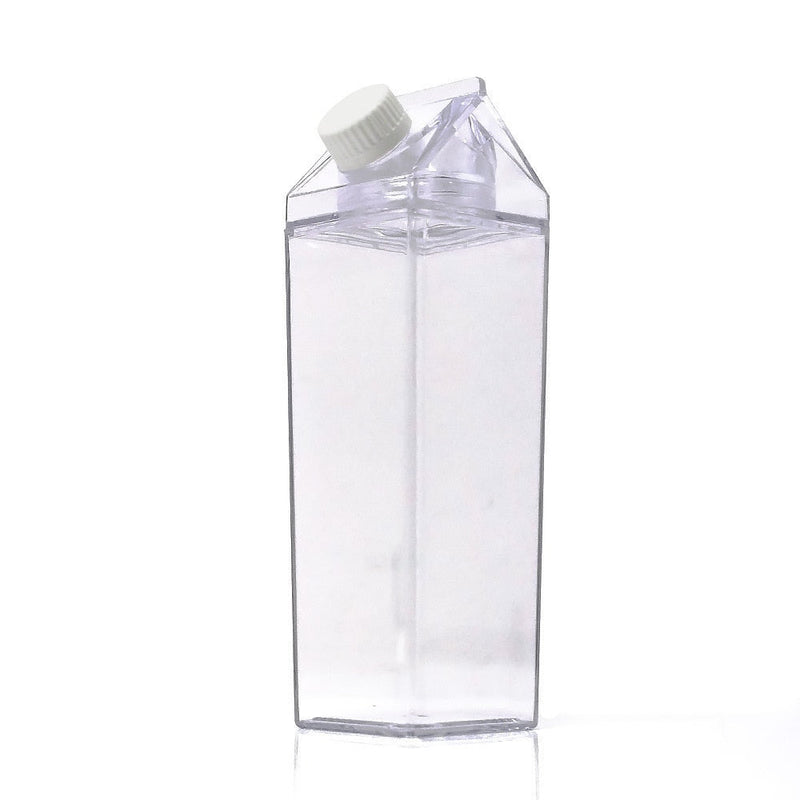 Garrafa Transparente com Design de Caixa de Leite - 500ml ou 1000ml