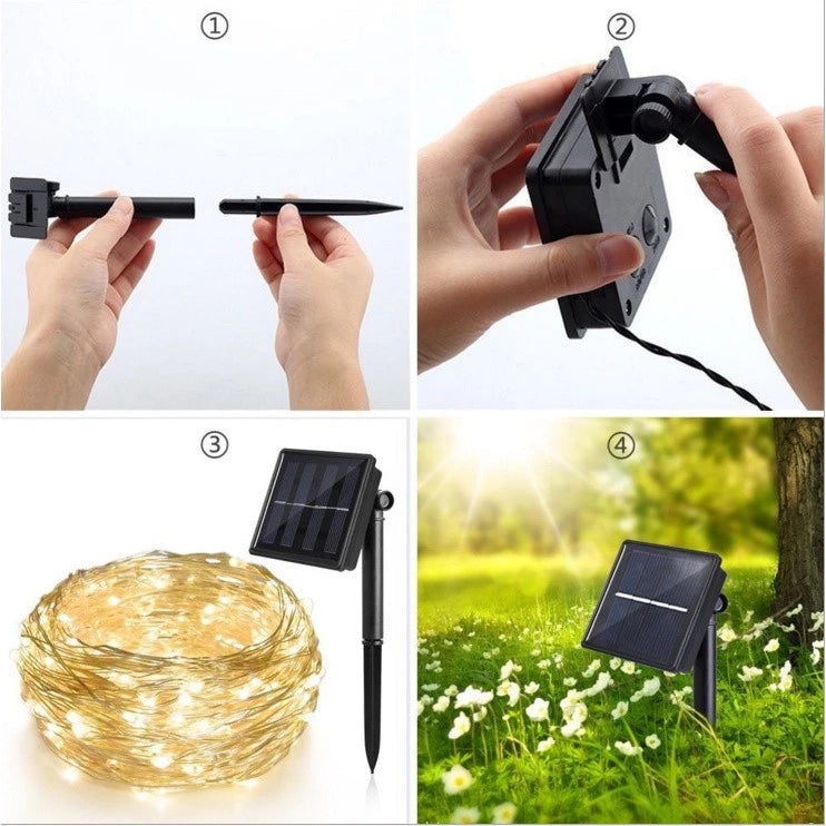 Luzes de Natal Led Solar Impermeável - Decoração de Natal