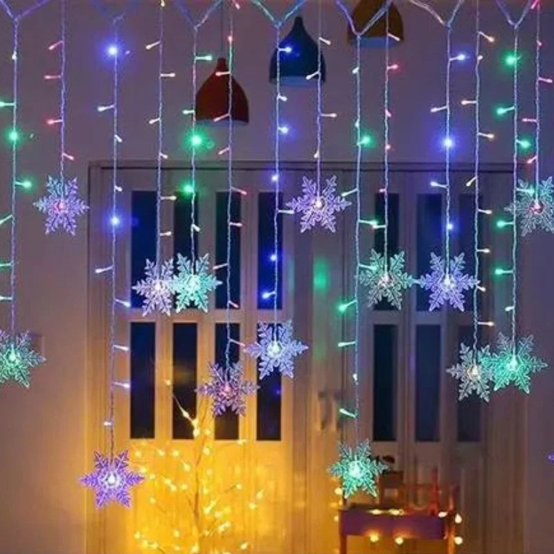 Varal de Luzes Led Flocos de Neve com 8 Modos de Iluminação Kasamô