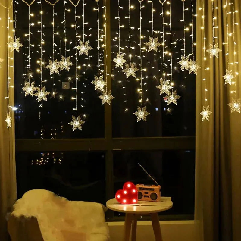 Varal de Luzes Led Flocos de Neve com 8 Modos de Iluminação Kasamô